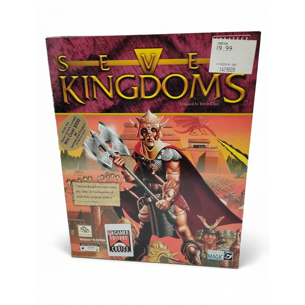 Vintage 1997 Seven Kingdoms PC CD-ROM Big Box Strategy Game Enlight Interactive